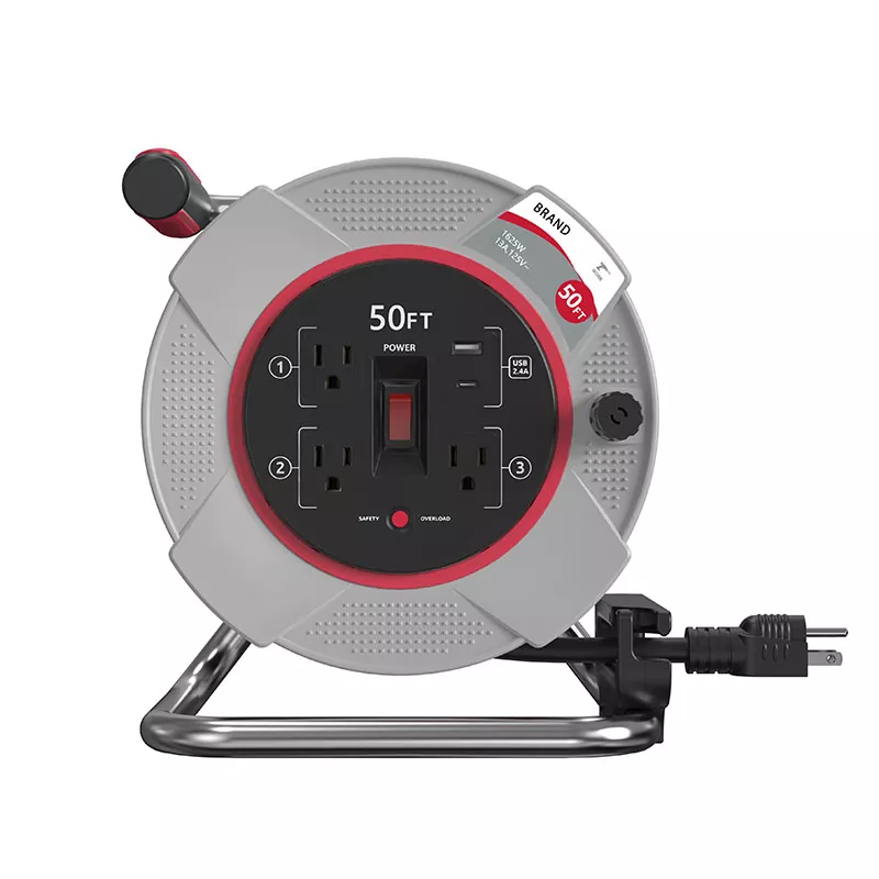 3 Outlets USB2.4a plastikinės laido ritė 50 pėdų su perkrovos apsauga 3 Outlets USB2.4a plastikinės laido ritė 50 pėdų su perkrovos apsauga