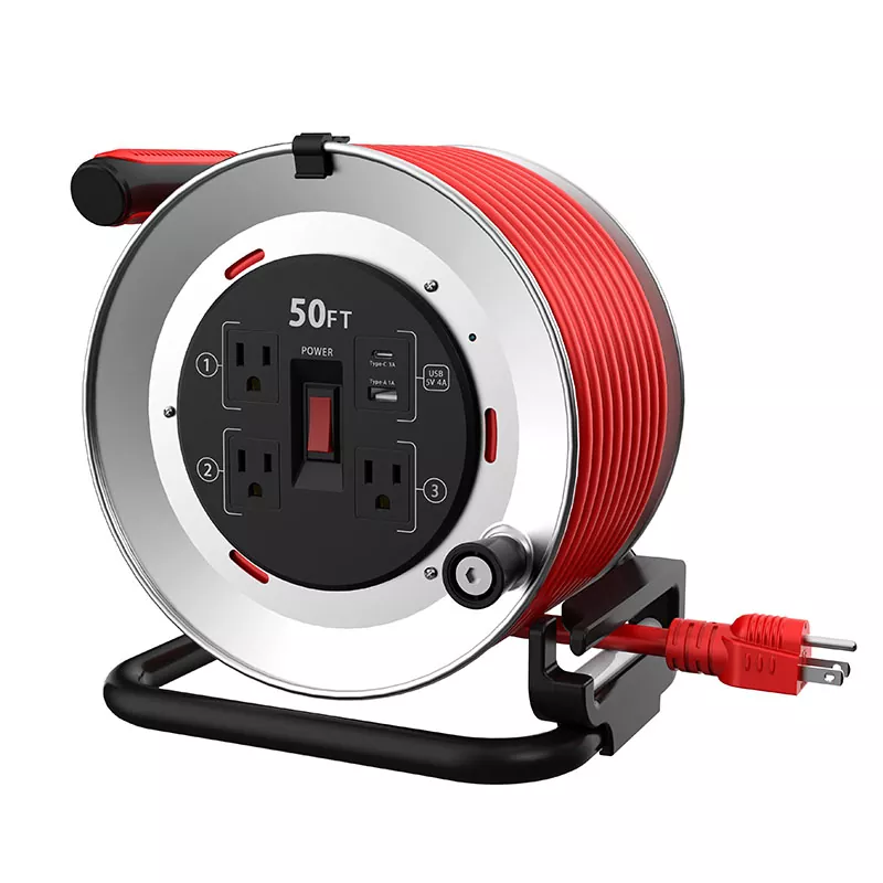 3 Outlets USB4A metalinės laido ritės 50 pėdų